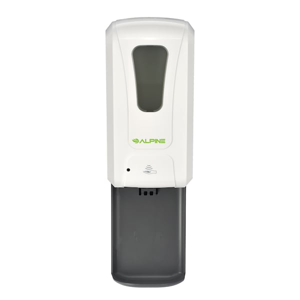 Alpine Industries Liquid/Gel Hand Sanitizer/Soap Dispenser, Drip Tray, 1200 mL, White 430-L-T - main